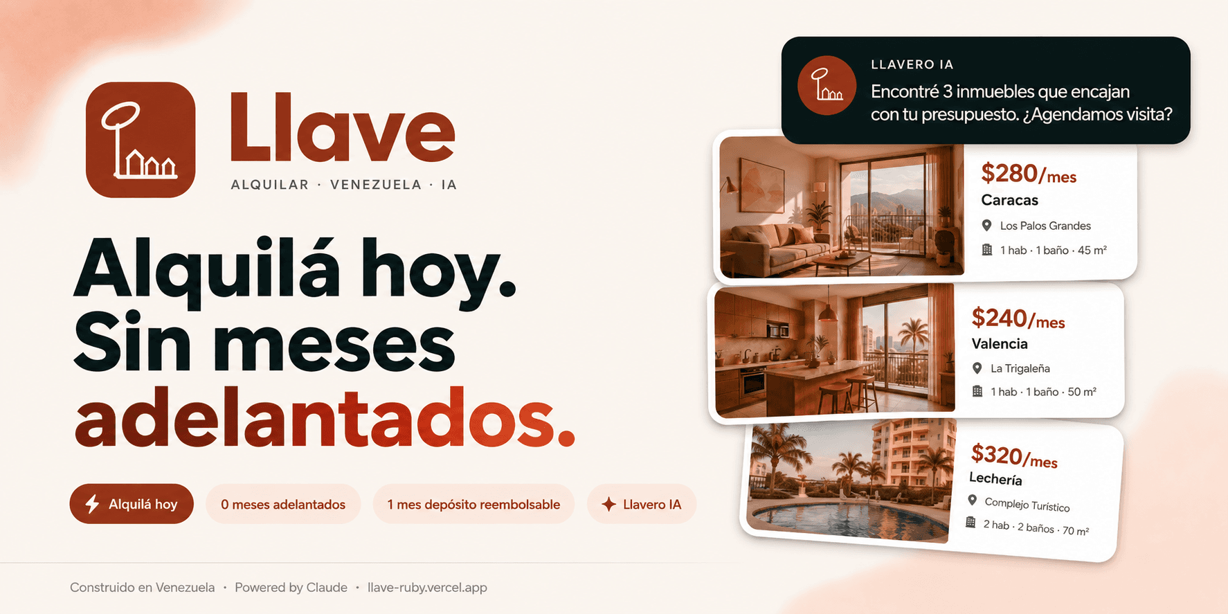 Llave — Alquila en 24 horas. Sin papeles que no tienes.